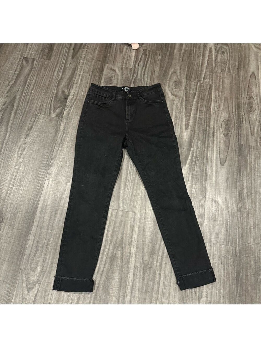 Joseph Ribkoff Black Slim Skinny Jeans Crystal Embellished Pocket Rhinestone 10 - Picture 3 of 9